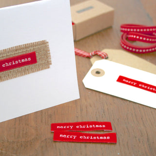 Red Fabric Labels - Christmas