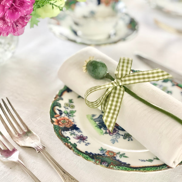 Sage Green Gingham Ribbon Jane Means Ltd