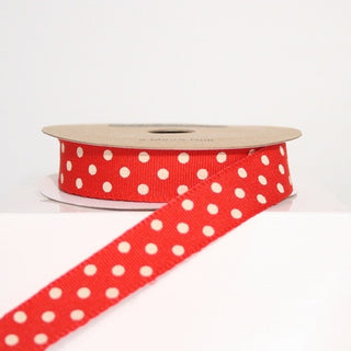 Red and White Spotty Ribbon (100M)