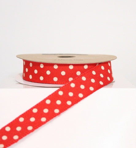 Red and White Spotty Ribbon (100M)