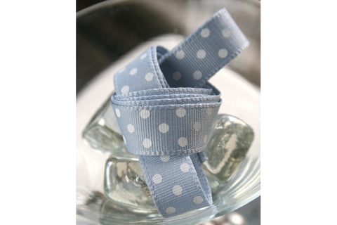 Pale Blue and White Dotty Ribbon 100m