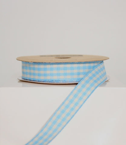 Blue Gingham Ribbon 15mm (10M)