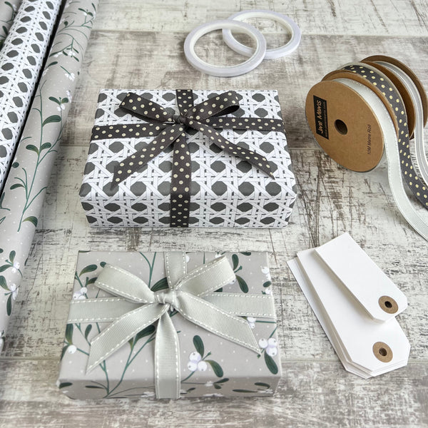 Reversible Mistletoe Eco Gift Wrapping Set Jane Means Ltd