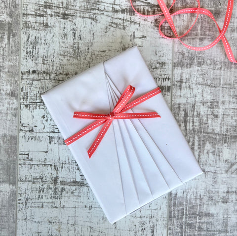 Narrow Coral Stitched Ribbon