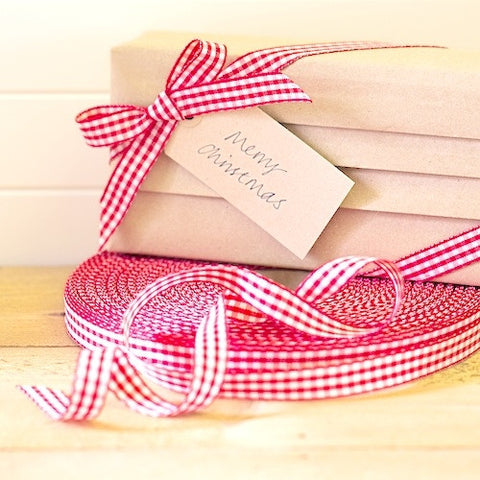Red Gingham Ribbon 15mm (100M)