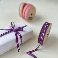 Narrow Violet Stitched Ribbon 10M