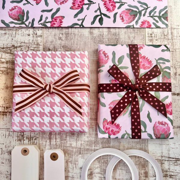 Reversible Pink Protea Gift Wrapping Set – Jane Means Ltd