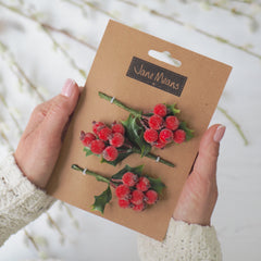 Red Faux Berry Pick Present Toppers (pack of 3)