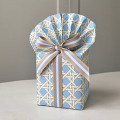 Blue and Cream Stripe Ribbon