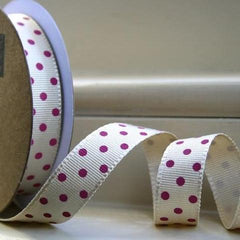 Cream and Raspberry Dotty Ribbon (100M)