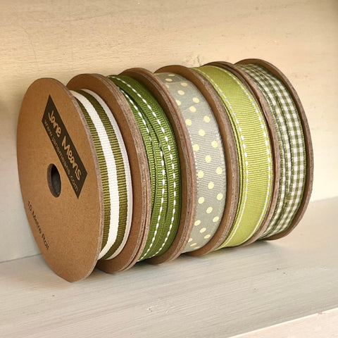 Green 5 Roll Ribbon Set- 50 metres