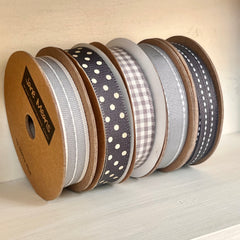 Grey 5 Roll Ribbon Set- 50 metres