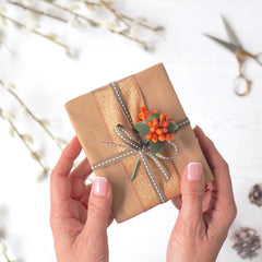 Burnt Orange Faux Berry Pick Present Toppers (pack of 4)