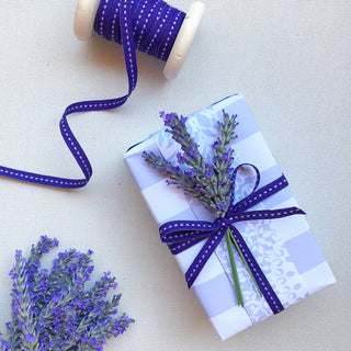 Narrow Purple Stitched Ribbon 100M Roll