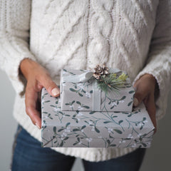 Reversible Grey Eco Mistletoe Gift Wrap