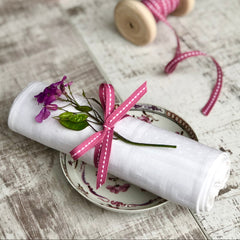 Narrow Raspberry Stitched Ribbon 10M