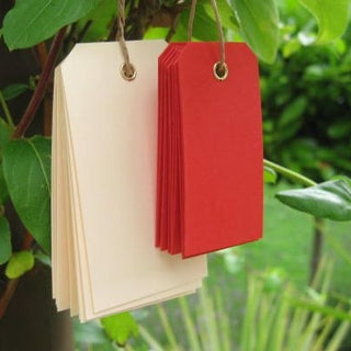 10 Red Eyelet Tags (small)