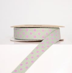 Pistachio and Pink Dotty Ribbon (100M)