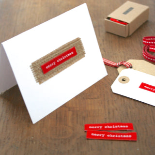 Red Fabric Labels - Christmas