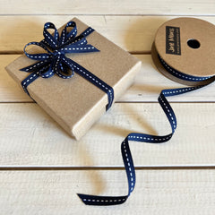 Narrow Navy Stitched Ribbon