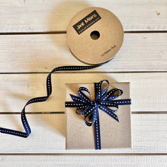 Narrow Navy Stitched Ribbon