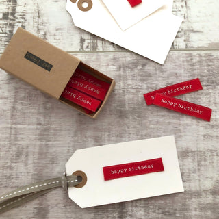 Red Fabric Labels - Birthday