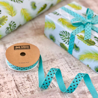 Turquoise and Brown Dotty Ribbon