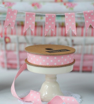 PInk and white Spotty Ribbon (100M)
