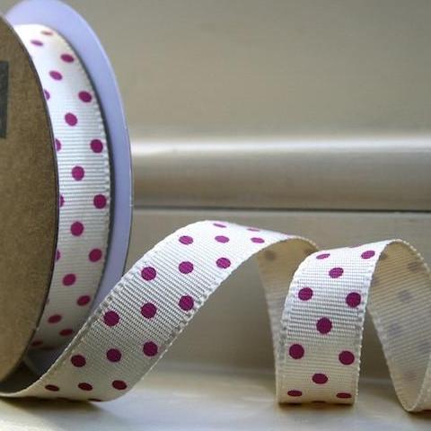 Cream and Raspberry Spotty Ribbon – Jane Means Ltd