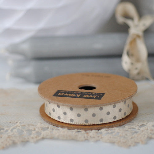 Cream and Grey Spotty Ribbon – Jane Means Ltd