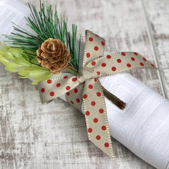 Grey and Red Dotty Ribbon 100M Roll